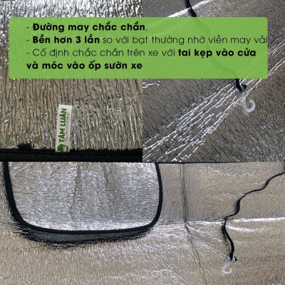 Tấm che nắng ô tô bạt che kính lái xe hơi phủ hai lớp nhôm chống nóng cách nhiệt Tâm Luân