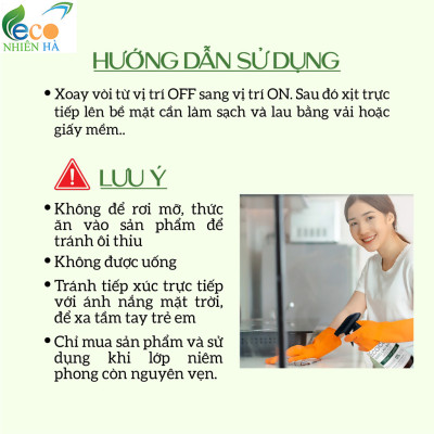 Nước lau kính ECOCARE 4L tinh dầu thiên nhiên, lau bàn ăn, lau bếp, đuổi muỗi, khử khuẩn