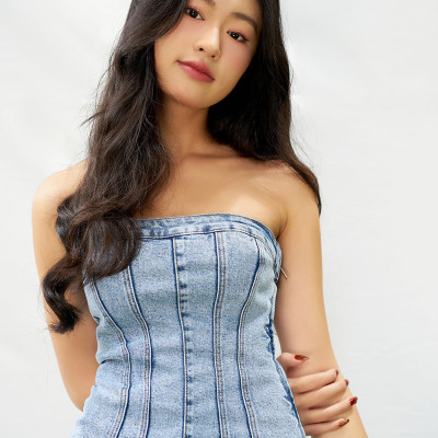 DOTTIE - Đầm denim dáng ngắn cúp ngực - D0504