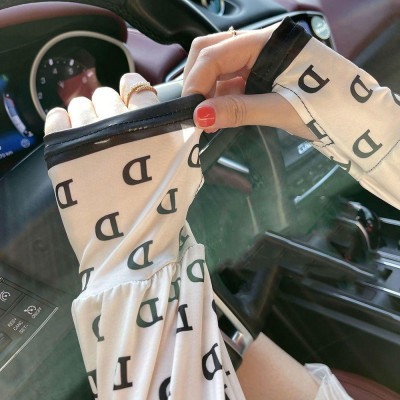 Găng Tay Chống Nắng Dáng Rộng Vải Lụa Mát In Hoa Xinh Xắn, Chống Tia Cực Tím, Thời Trang Mùa Hè Cho Nữ. TakyHome 7777