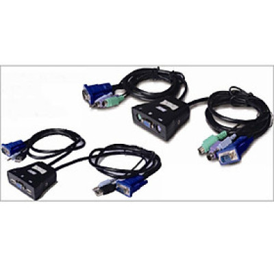 LS-21JA - 2 Ports Plastic Case Cable KVM