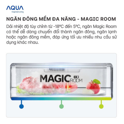 [Freeship toàn quốc - Bảo hành chính hãng 2 năm] Tủ lạnh ngăn đông dưới Aqua 320 Lít AQR-B379MA(WGB) - Hàng chính hãng