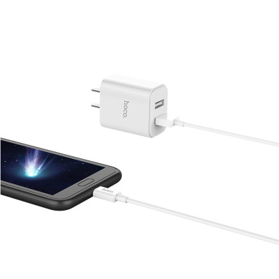Bộ Sạc 2 Cổng USB Hoco C62 Kèm Cáp Micro - Tặng Iring Táo - Hàng Chính Hãng