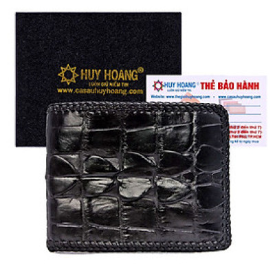 HJ2222 - Bóp nam Huy Hoàng da cá sấu đan viền màu đen