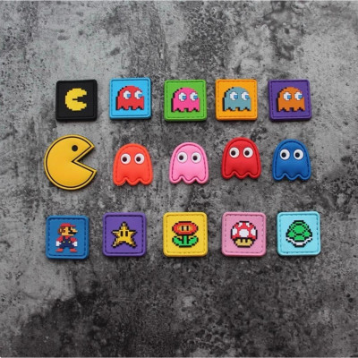 Patch_velcro PVC bộ hình Pac-Man trang trí ba lô_túi xách_quần áo