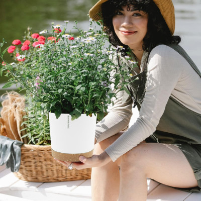 Chậu tự tưới thông minh Monrovia cho hoa, cây cảnh trong nhà và ngoài trời hình trụ tròn