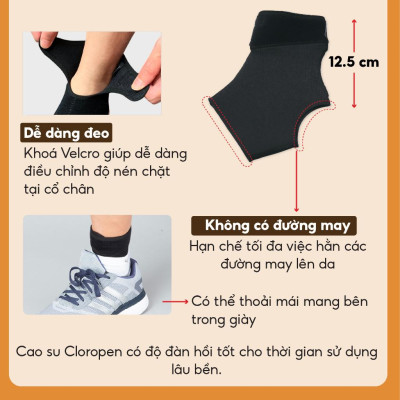 Đai cổ chân loại vừa Phiten Metax supporter ankle middle type AP239003/AP239004/AP239005