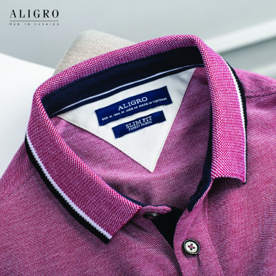 Áo polo nam cộc tay trơn màu hồng aligro ALGPLO42