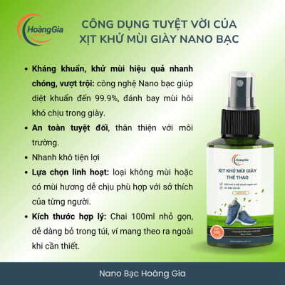 Xịt Khử Mùi Khử Khuẩn Giày Thể Thao Nano Bạc 100ml - Tăng Tự Tin Khi Giao Tiếp và Bảo Vệ Da Chân