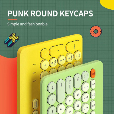 Bộ bàn phím tròn và chuột không dây BOW K221 2.4G Set 96 Key - xanh lá