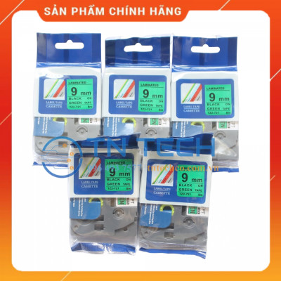 Nhãn In Tz2-721 - Đen nền xanh lá 9mm x 8m - Dùng cho máy in BROTHER - AIMO - PUTY [Hàng nhập khẩu]