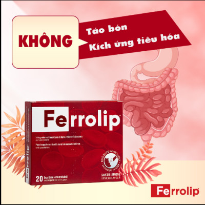 Sắt Bột Buccal Tan Ngay Trong Miệng Ferrolip Hộp 20 gói giành cho người thiếu máu đặc biệt các mẹ sau sinh