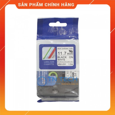Ống co nhiệt HS2-231 - Đen nền trắng 11.7mm x 1.5m - Dùng cho máy in ống BROTHER - AIMO [Hàng nhập khẩu]
