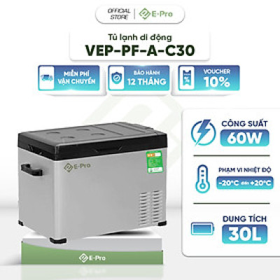 [Hàng Chính Hãng] Tủ lạnh ô tô di động E-pro C30 - Làm đá siêu tốc - Cắm trại hoặc sử dụng tại nhà