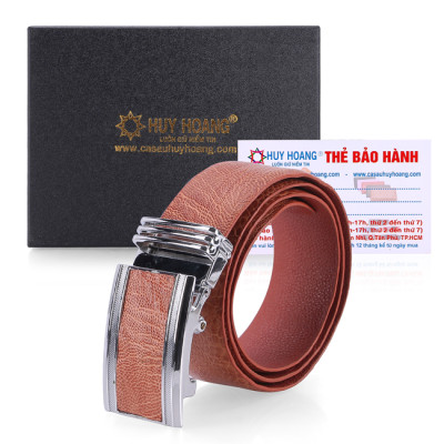 HJ4425-26-27-28 - Dây nịt nam da đà điểu bản lớn trơn màu đen, nâu đất, vàng, nâu đỏ