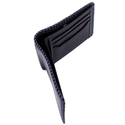 HJ2135 - Bóp nam Huy Hoàng đan viền màu đen