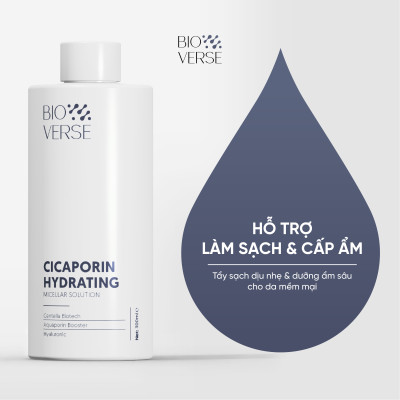 Nước tẩy trang làm sạch dịu nhẹ cho da nhạy cảm  Cicaporin Hydrating Micellar Solution 300ml