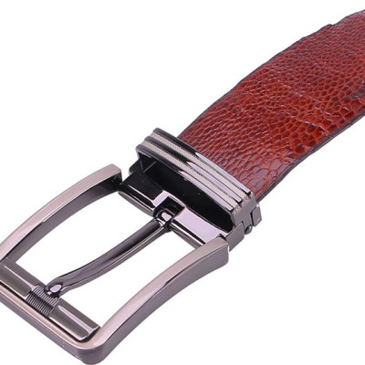 Thắt Lưng Nam Da Đà Điểu Bản Lớn Đầu Kim Huy Hoàng HT4424 - Nâu Đỏ