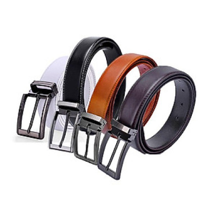 Dây nịt nam Huy Hoàng viền chỉ màu da bò HP4128, đen HP4129, nâu-HP4130, trắng HP4140