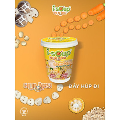 Súp Nấm Yến Mạch Ăn Liền ISOUP HUUPS Hũ 24G - Súp Ăn Liền Sấy Thăng Hoa