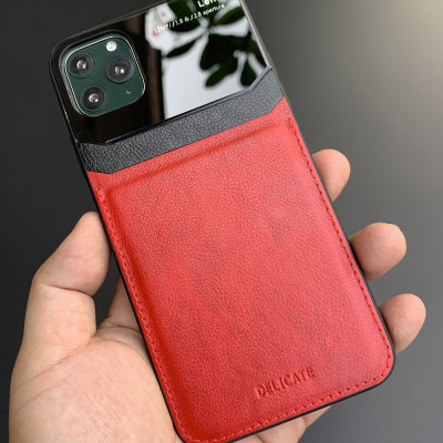 Ốp lưng da kính cao cấp dành cho iPhone 11 Pro Max - Màu đỏ - Hàng nhập khẩu - DELICATE