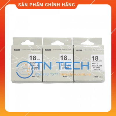 Nhãn in TEPRA - EPSON LC-5WBN (SS18KW) – Chữ đen nền trắng 18MM X 8M  - Dùng cho máy in nhãn TEPRA - EPSON [Hàng nhập khẩu]