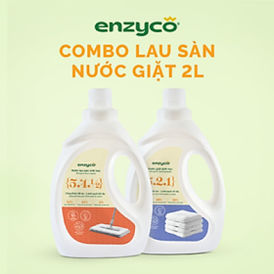 Combo nước lau sàn và nước giặt sinh học ENZYCO 2L - Chiết xuất Bồ hòn và Enzyme Dứa