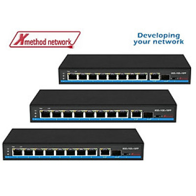 Bộ chuyển mạch 10 Port unmanaged Gigabit Ethernet, 8 port PoE, one port 60w,  Ethernet Switch - Xmethod Network - Hàng chính hãng 