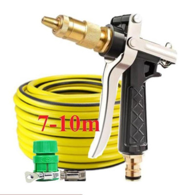  Bộ dây vòi xịt nước rửa xe, tưới cây . tăng áp 3 lần, loại 7m, 10m 206236 đầu đồng,đai, nối vòi,