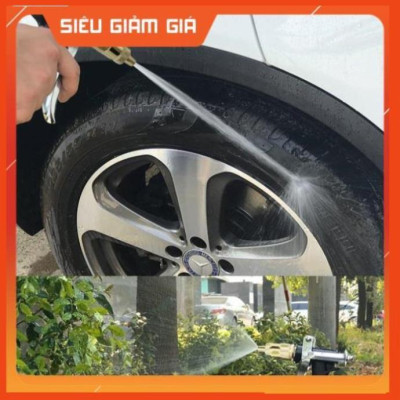 Bộ dây vòi xịt nước rửa xe, tưới cây . tăng áp 3 lần, loại 7m, 10m 206236 đầu đồng,cút đồng,+ tặng móc khoá