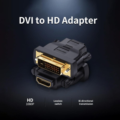 VENTION DVI to HD Adapter DVI Male to HD Female Converter DVI24+1/DVI-D to HD   1080P Bi-directional Switch for TV