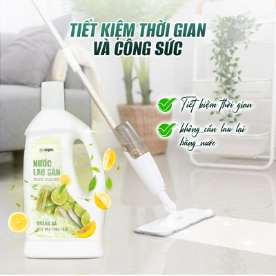 Thùng 4 Chai Nước lau sàn EcoWipes chai 1 Lít Hương tự nhiên thơm mát bảo vệ khỏi côn trùng