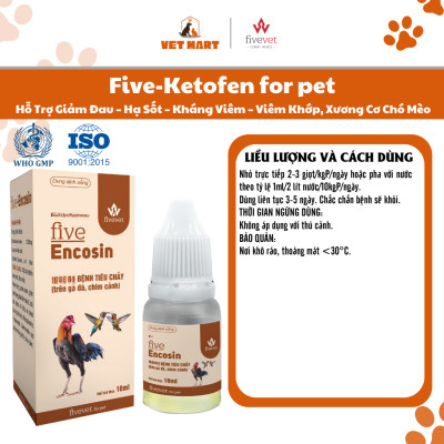 Five-EnCosin Hỗ Trợ Tiêu Hóa Giảm Tiêu Chảy Gà Đá, Chim Cảnh An Toàn, Hiệu Quả
