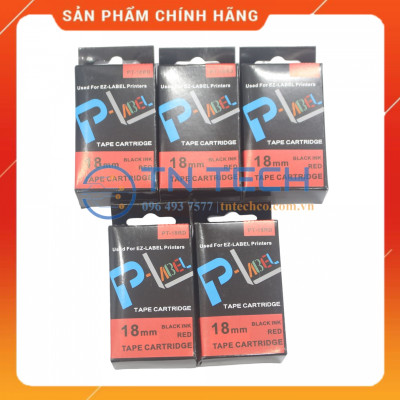 Nhãn in CASIO PT-18RD - Chữ đen nền đỏ 18MM x 8M - Dùng cho máy in nhãn CASIO [Hàng nhập khẩu]