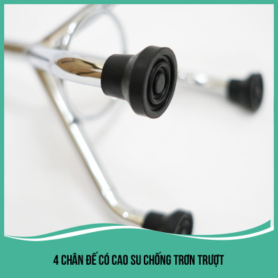Gậy chống 4 chân thấp Lucass B924 hỗ trợ đi lại cho người già, khả năng đi lại kém, chất liệu inox chắc chắn