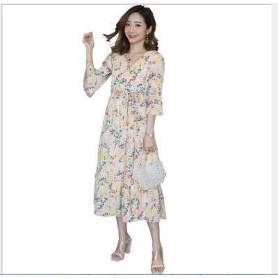 ĐẦM BẦU , VÁY BẦU CÔNG SỞ IN HOA ( sau sanh có nút cho bé bú đươc )