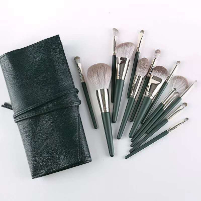 Bộ Cọ Makeup 14 Cây Cán Xanh Cao Cấp Lông Siêu Mịn Tiện Dụng Đầy Đủ Chức Năng Trang Điểm Cá Nhân Hiệu Quả DRU - Hàng Chính Hãng
