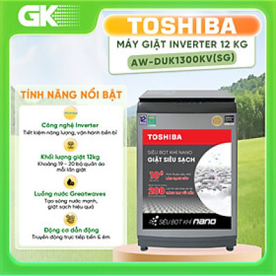 Máy giặt Toshiba Inverter 12 Kg AW-DUK1300KV(SG) - Hàng chính hãng (chỉ giao HCM)