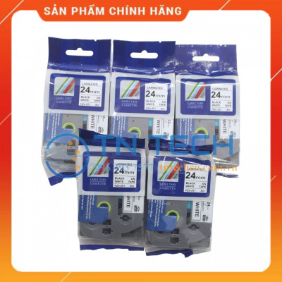 Nhãn In HZE-251 - Đen nền trắng 24mm x 8m - Dùng cho máy in BROTHER - AIMO - PUTY [Hàng nhập khẩu]
