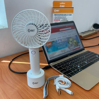 Hàng chính hãng - Quạt Sạc Cầm Tay Cao Cấp Comet CRF1004 4W có đế rời, 6 cánh quạt