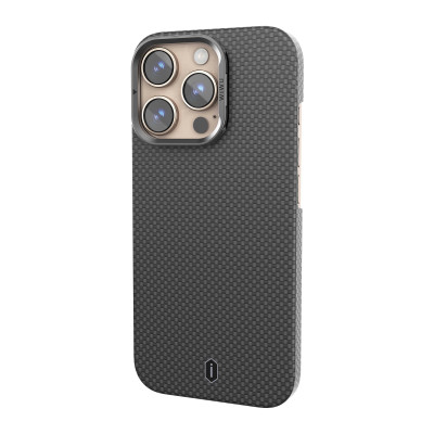 Ốp lưng sợi Aramid Carbon Kevlar sạc từ tính cho iPhone 16 Pro Max / iP 16 Pro hiệu WIWU Aramid Armor Magnetic - Khung viền camera kim loại kim giá đỡ, chất liệu cao cấp - hàng nhập khẩu