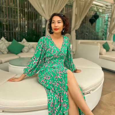 Đầm Midi Dáng Suông Dài Qua Bắp Chân Viscose In Hoa Hà Giang DRE186 Thời trang Hity