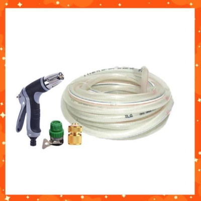 Bộ dây vòi xịt nước rửa xe,tưới cây tăng áp 3 lần 20m(cút đồng nối nhựa xanh) 206817