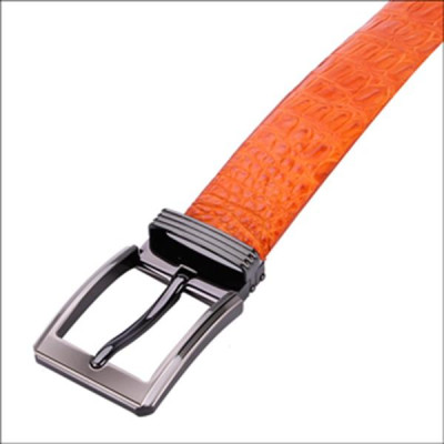 HP4832 - Dây nịt nam da cá sấu Huy Hoàng gai bụng 4P đầu kim màu vàng