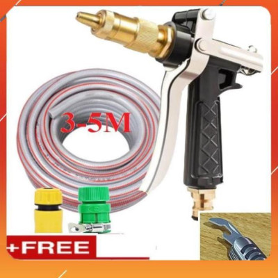 ️Evoucher Bộ dây vòi xịt nước rửa xe, tưới cây , tăng áp 3 lần, loại 3m, 5m 206236 K đầu đồng,cút,nối vàng+  mở chai