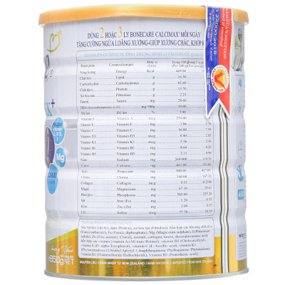 Combo 2 lon sữa bột Bonecare Calcimax+: dành cho người từ 18 tuổi trở lên bổ sung canxi phòng ngừa loãng xương, tim mạch và tiểu đường.
