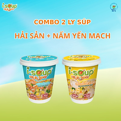 Combo Súp Hải Sản + Súp Nấm Yến Mạch Ăn Liền ISOUP HUUPS - Súp Ăn Liền Sấy Thăng Hoa