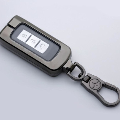 Ốp vỏ chìa khóa, bao da chìa khóa inox có lót bọc silicon cao cấp dành cho xe Mitsu Xpander M02 - màu bạc