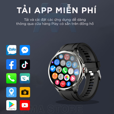 Đồng hồ Thông minh AMA Watch H99 dung lượng cao lắp sim nghe gọi độc lập + kết nối bluetooth nhận thông báo camera xoay có CHPlay Tải App Hàng Chính Hãng