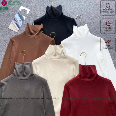 Áo giữ nhiệt nữ Hiền Trần BOUTIQUE cổ lọ dài tay chất vải cotton mềm mại kiểu dáng suông phong cách thanh lịch A14 Women